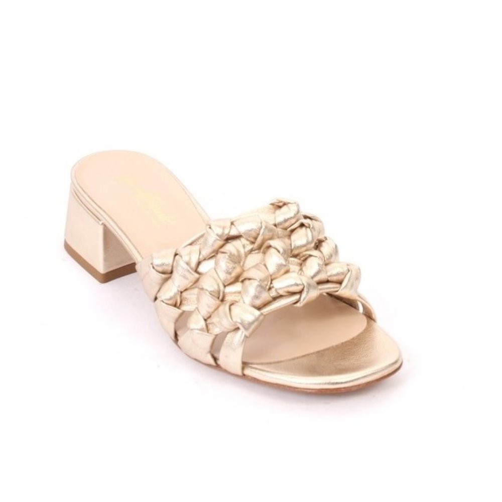 Gianni Ferrante 420a Gold Leather Slide Heel Sandal